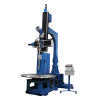 ARC Specialties ARC-05XP : machine bleue de rechargement d'alésages de grandes pièces avec colonne, flèche et plateau