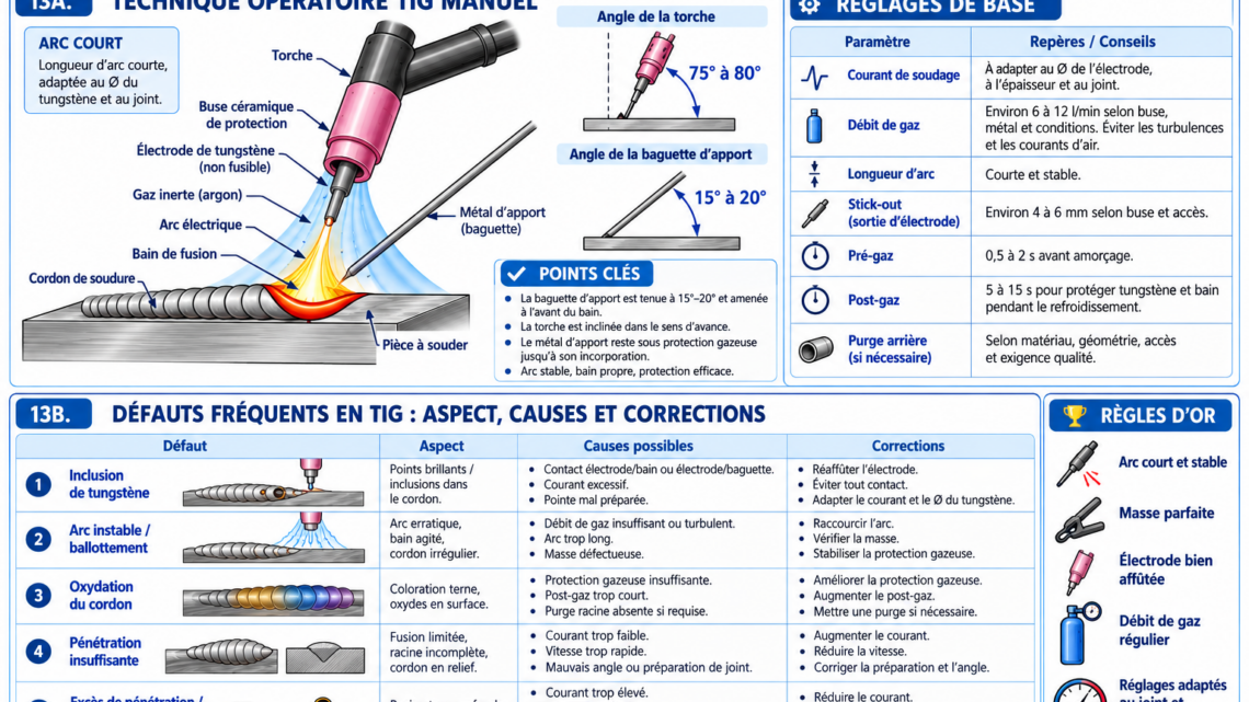 Défauts du soudage TIG (procédé 141) : diagnostic, causes et corrections